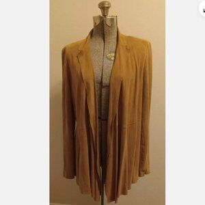 WORTH Soft Genuine Leather Open Cardigan Jacket, Size 10 Boho Hippie Fashion